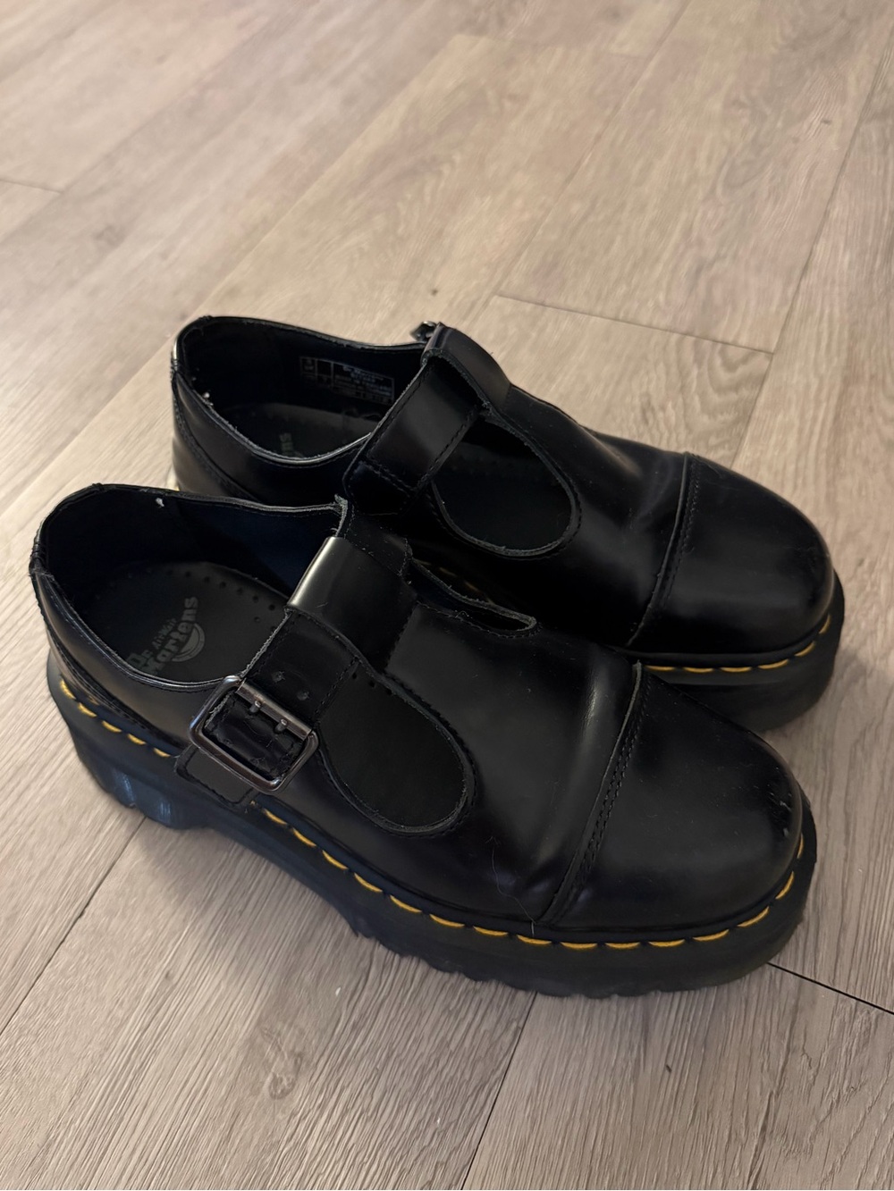 Dr. Martens black Bethan crazy horse platform shoes, Size US 7